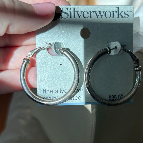 Silver Hoop Earrings - Picture 1 of 1